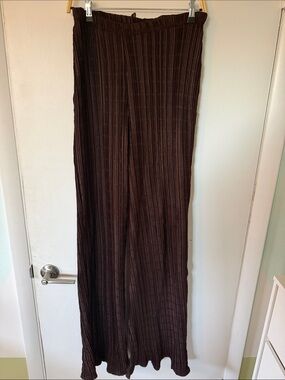 Boohoo Tall Chocolate Brown Pleated Wide-Leg Trousers